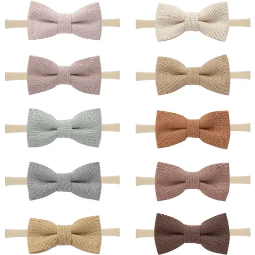 Fancy Clouds Baby Girl Bows and Headbands,10 Pack of Stretchy Soft Nylon Hairbands Hair Bows for Newborns, Infants, Toddlers - Handmade Baby Hair Accessories for Girls Gifts Photo