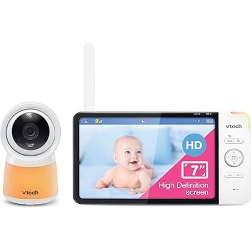 VTech RM7754HD Smart Wi-Fi Video Baby Monitor with 7” Display and 1080p HD Camera, Built-in Night Light & 1 Camera, White