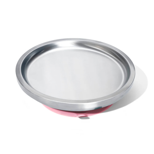 Baby Round Open Plate | Stainless Steel & Silicone