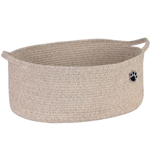Dog Toy Basket, Toy Box and Bin for Dog Cat Storage, 19.7" X 11" X 7.9" (30L) Large Woven Rope Basket for Blanket Storage, Living Room, Bedroom, Brown