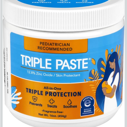 Triple Paste Diaper Rash Cream for Baby - 16 Oz Tub - Zinc Oxide Ointment Treats, Soothes and Prevents Diaper Rash - Pediatrician-Recommended Hypoallergenic Formula with Soothing Botanicals