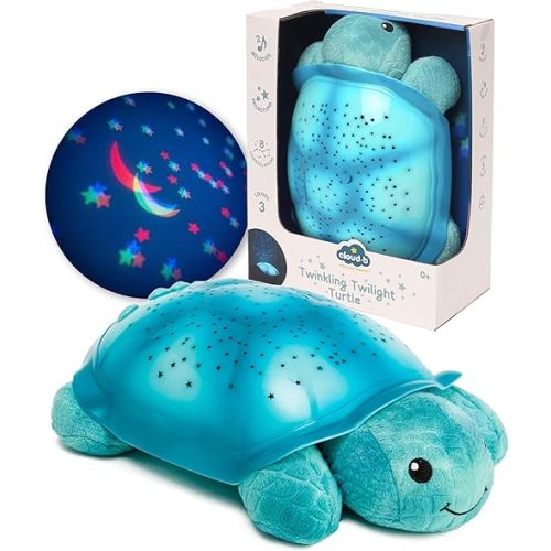 Cloud b Comforting Nightlight Star Projector w/ Soothing Sounds | Gentle Brightness | 3 Colors | Auto-Shutoff | Twinkling Twilight Turtle Aqua