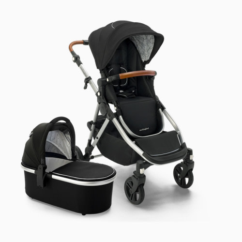 Mockingbird Single-to-Double Stroller 2.0 and Bassinet Bundle - Black/Windowpane Canopy With Penny Leather