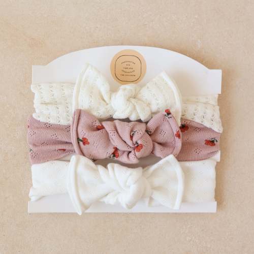 Baby Girl Headwrap Bow Bundle  • Poppy • Handmade Hair Accessory