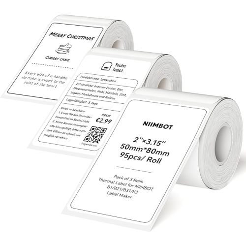 NIIMBOT Thermal Label Sticker Tape Rolls 50×80mm