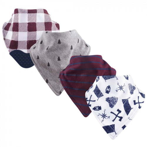 Yoga Sprout Baby Boy Cotton Bandana Bibs 4pk, Happy Camper, One Size