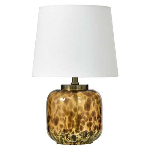 Tortoise Glass Lamp with Shade, 18"