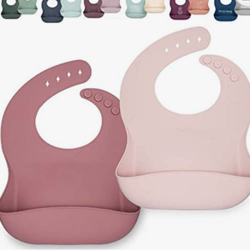 Ava + Oliver Silicone Bib Set - Adjustable Catch All Waterproof Bibs - Set of 2