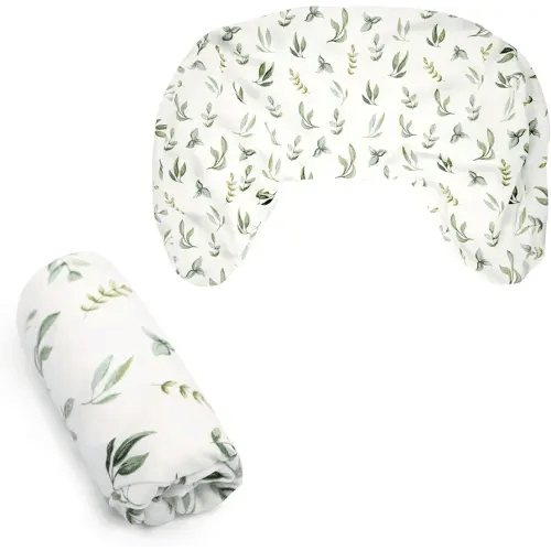 Boppy Nursing Pillow Cover, Organic Green Leaves, Single Cover, Easy-On Slipcover with Gentle 100% Organic Cotton Fabric for The Redesigned Nursing Pillow