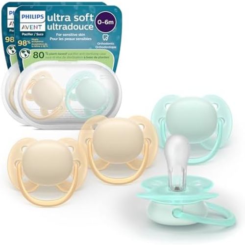 Philips Avent Ultra Soft Baby Pacifier for 0-6 Months, BPA-Free, 4-Pack