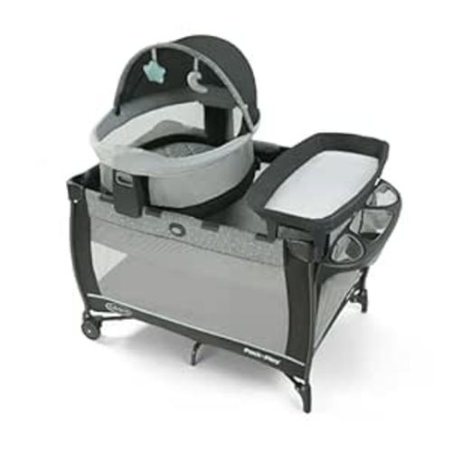 Graco Pack ’n Play Travel Dome LX Playard – Raised Travel Bassinet, UV‑50 Canopy, Changer & Storage, Astin