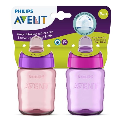Philips Avent Soft Sippy Cup, Pink/Purple, 2-pk