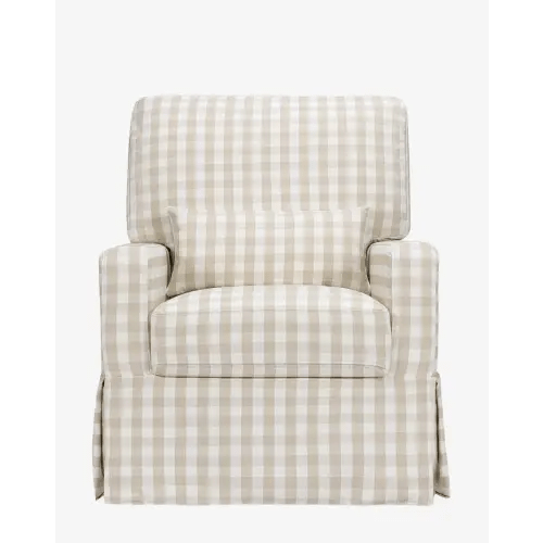 Crawford Pillowback Comfort Swivel Glider in Gingham