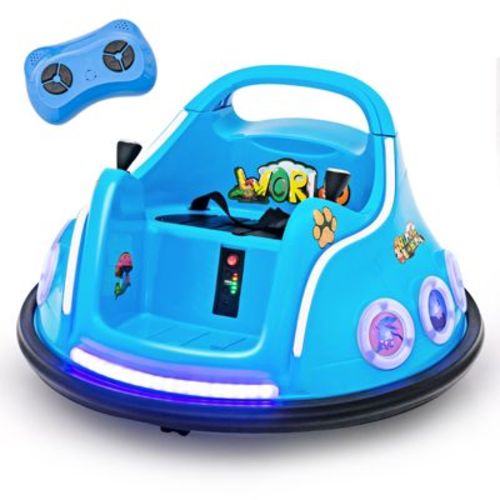 Costway 12V Kids Ride on Bumper Car Remote Control w/ Flashing LED Light & Music Navy