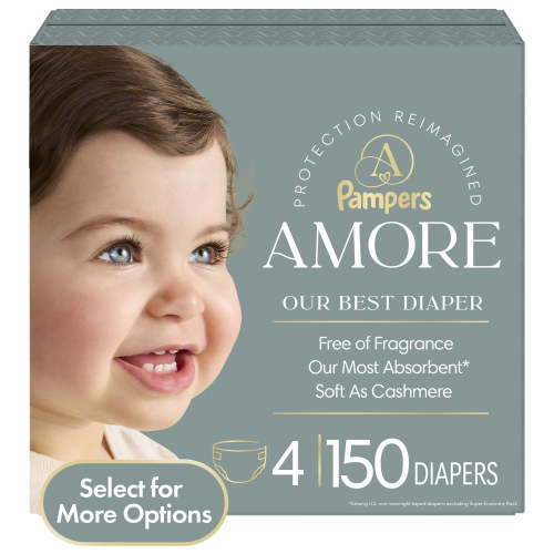 Pampers Amore Baby Diapers Size 4, 150 Count (Select for More Options)
