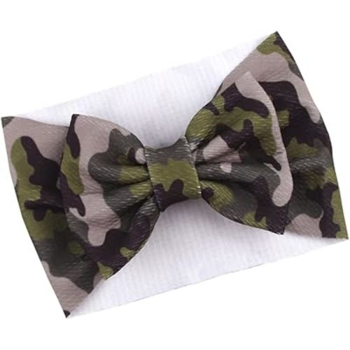 BBTDIN Baby Girls Camo Turban Headband Baby Camouflage Bowknot Baby Camo Hair Bow Headwear BBG81 (A1-Turban)