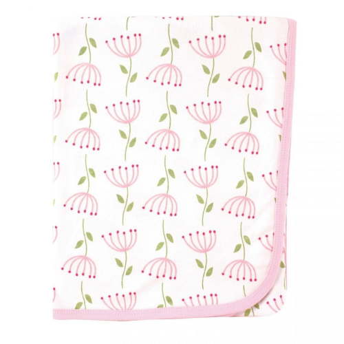 Touched by Nature Baby Girl Organic Cotton Swaddle, Receiving and Multi-purpose Blanket, Flower, One Size