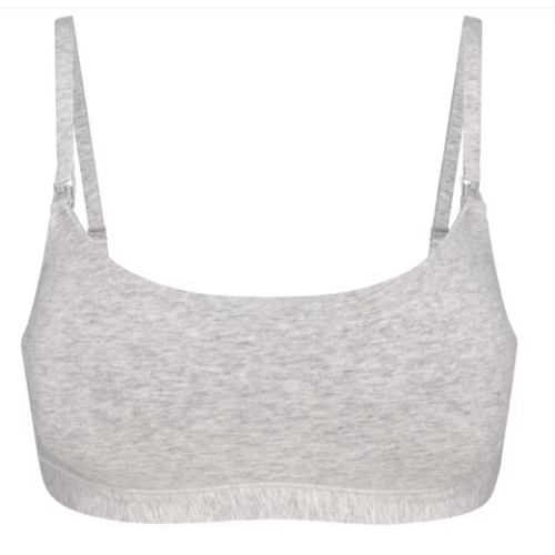 COTTON JERSEY MATERNITY NURSING SCOOP BRALETTE | LIGHT HEATHER GREY | SKIMS