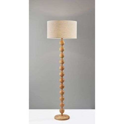 Adesso Orchard Floor Lamp Natural: Stacked Ball Design, Linen Shade, ETL Listed, 3-Way Rotary Switch