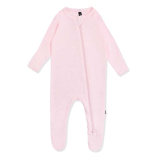 Pointelle Zippered Footie in Sakura