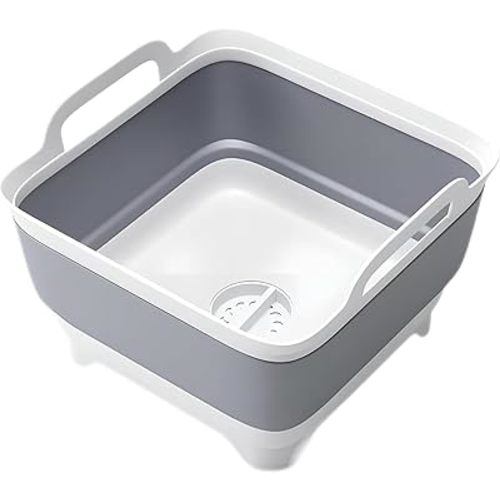 Collapsible Dish Basin with Drain Plug Carry Handles for 9L Capacity Collapsible Sink Tub Wash Basin Portable Dish Tub Foldable Dishpan for RV Trailers Camping