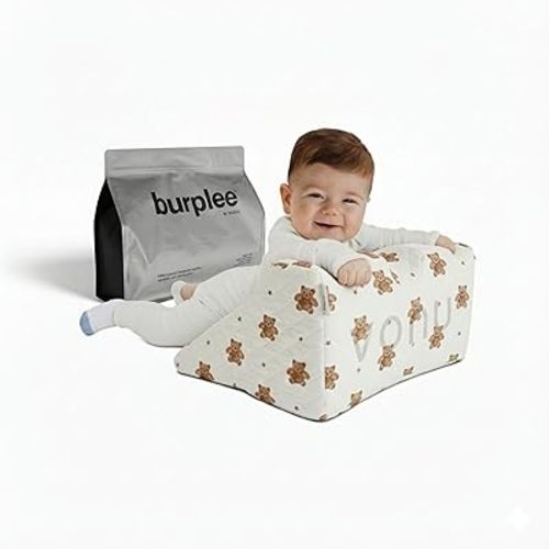 Vonu Burplee 4-in-1 Baby Support Cushion for Newborns and Infants, Tummy Development, Gas Relief Assistance & Easy Burping | Firm Memory Foam, Washable Cover, for Babies 0-9 Months