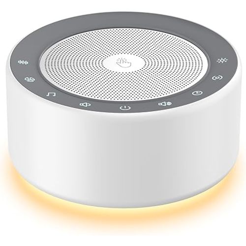 Kipcush White Noise Machine with Night Light – Nursery Sound Machine with Soft Non-Glare Lamp, 30 Soothing Sounds, 8 Color Lights, Up to 8-Hour Timer for Baby & Adults