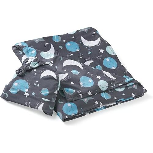 Little Sleepies Swaddle & Hat Set, Baby Swaddles Newborns, Soft Viscose from Bamboo Swaddle Blanket Wrap (Blue to The Moon & Back)
