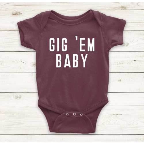 Gig ’Em Aggies ®, Texas A&M ® Shirt, TAMU ®, Gig 'Em Baby, Gig Em Shirt, Gig Em Outfit, Aggie Shirt, Aggie Tee, Aggie Baby, Aggie Spirit