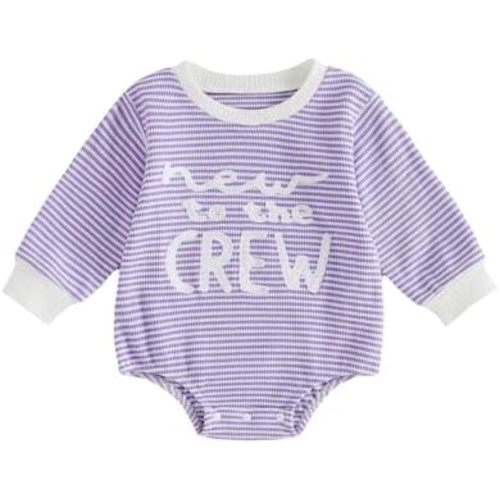 Newborn Baby Girl Fall Outfit Romper New To The Crew Long Sleeve Jumpsuit Bodysuit Infant Waffle Clothes
