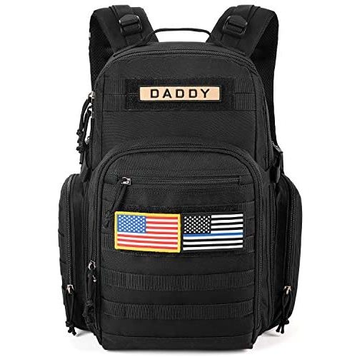 MIRACOL Diaper Bag for Dad, Military Baby Bag Backpack for Men Multifunction Travel Backpack, Insulated Bottle Pouch, Military Diaper Bag for Men and Woman Unisex Toddler Gear with Flag Patch