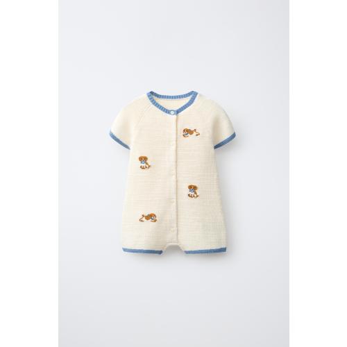 DOG PRINT KNIT SHORT JUMPSUIT - Ecru | ZARA United States