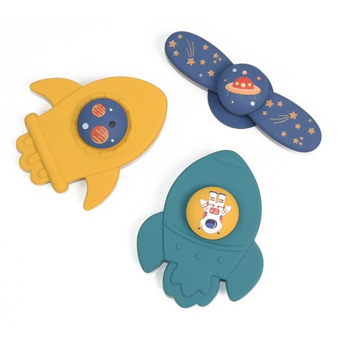 Little Rawr Silicone Suction Spinner 3 Pack Rocket