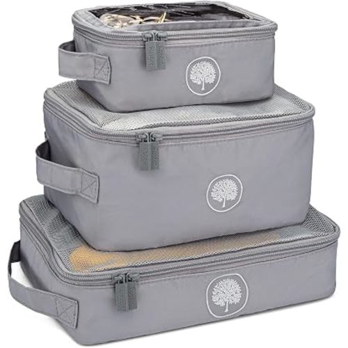 Parker Baby Co. Packing Cube Set, 3-Pack Travel Organizers - Gray