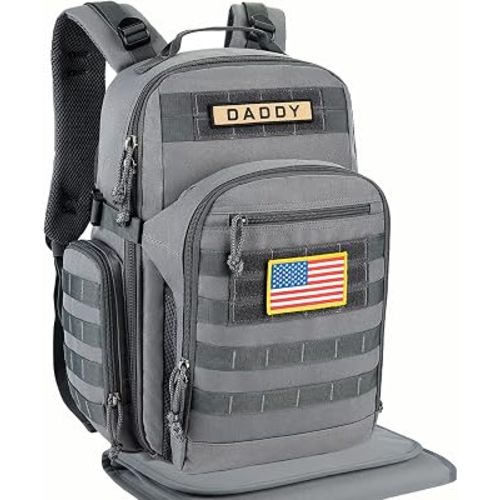 SHARKMOUTH Military Diaper Bag for Dad: Large Insulated Baby Bag with MOLLE System & Changing Pad for Active Dads - 900D Polyester for Outdoor Travel Camping Park Trips
