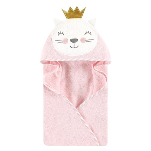 Hudson Baby Infant Girl Cotton Animal Face Hooded Towel, Cat Princess, One Size - Cat Princess - One Size