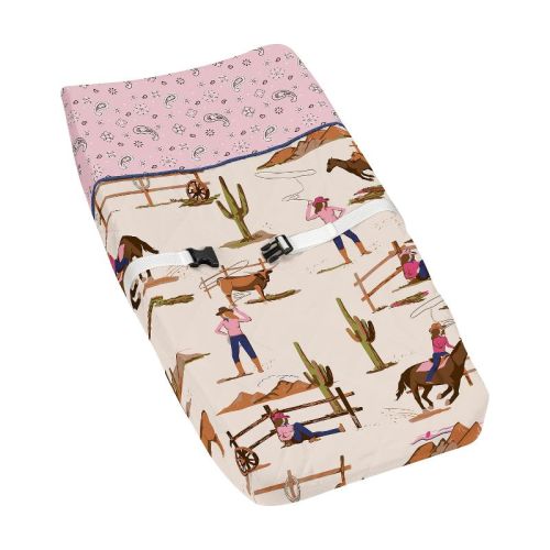 Sweet Jojo Designs Girl Changing Pad Cover Western Cowgirl Pink Brown and Beige