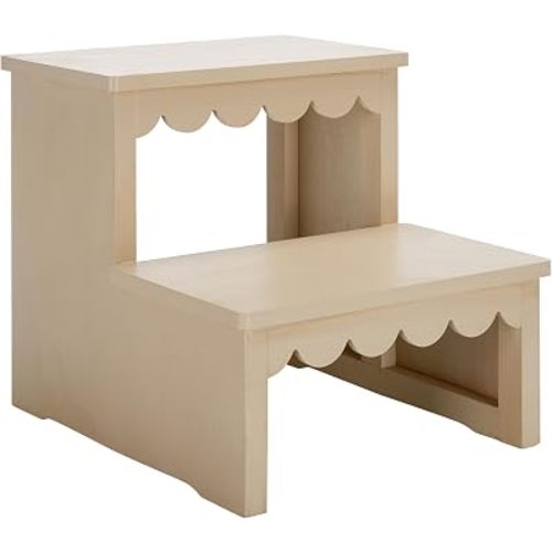SAFAVIEH Home Collection Haven Natural Brown 2-Stair Step Stool for Adults & Kids in Kitchen, Bedroom, Bathroom (Fully Assembled)