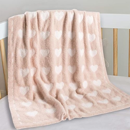 Kid Nation Super Soft Baby Blanket with Heart Light Pink 30 x 40 inch