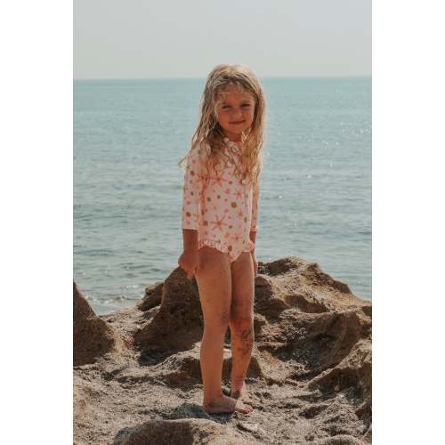 Pink Starfish Long sleeve Little Surfer Girl logo swimsuit