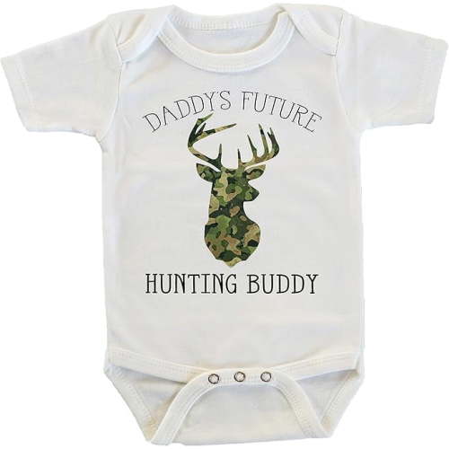 Daddy's Future Hunting Buddy Deer Antlers Camouflage Onesie/Bodysuit
