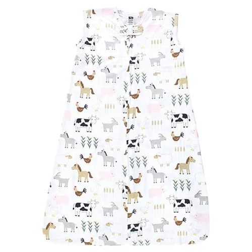 Hudson Baby Unisex Baby Cotton Sleeveless Wearable Sleeping Bag, Sack, Blanket, Cute Farm, 0-6 Months