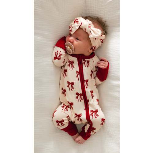 Infant Romper in Christmas Bows