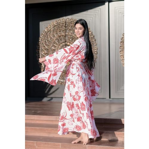 Na'Rak Women's Kimono Robe, Full-Wrap Yukata Style Long Soft Loungewear Luxury Dressing Gown