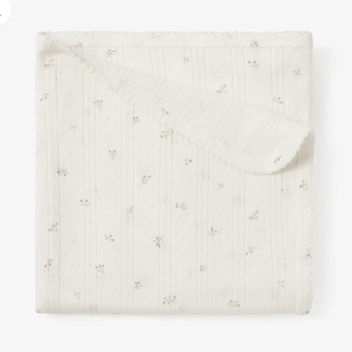 White Floral Organic Cotton Pointelle Baby Blanket