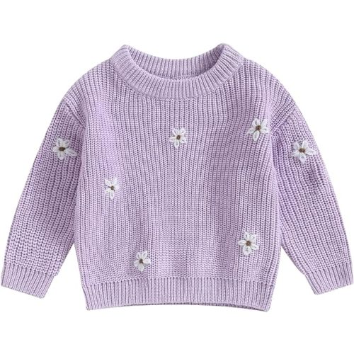 Mubineo Baby Girl Winter Clothes Cute Flower Sweater Crewneck Pullover Long Sleeve Knit Newborn Infant Sweaters