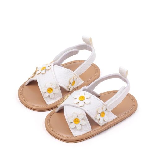Baby Girl Sandals, Sunflower Infant First Walkers, Soft Sole Crib Shoes for Newborns and Toddlers