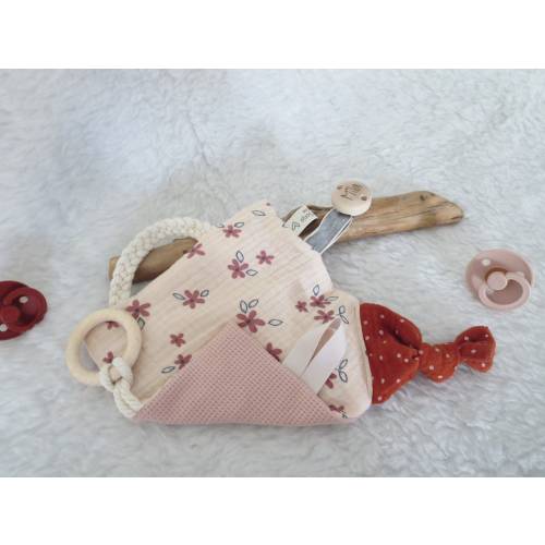 Crinkle cloth flowers, waffle jersey pink - lucky find baby natural beige girl flowers muslin clip personalized engraving name beige rust