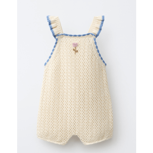 EMBROIDERED FLORAL KNIT ROMPER - Ecru | ZARA United States