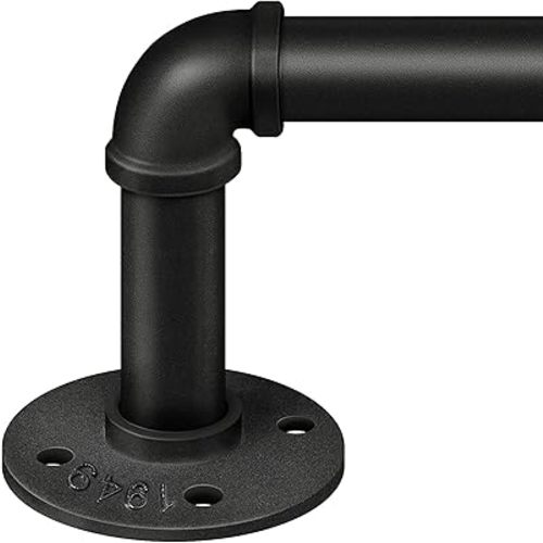 TEAKMAMA 1 Inch Black Curtain Rods for Windows 66 to 120 Inches(4-7ft), Blackout Wrap Around Curtain Rod, Indoor and Outdoor Curtain Rods, Heavy Duty Curtain Rods, Industrial Curtain Rod, 32"-120"